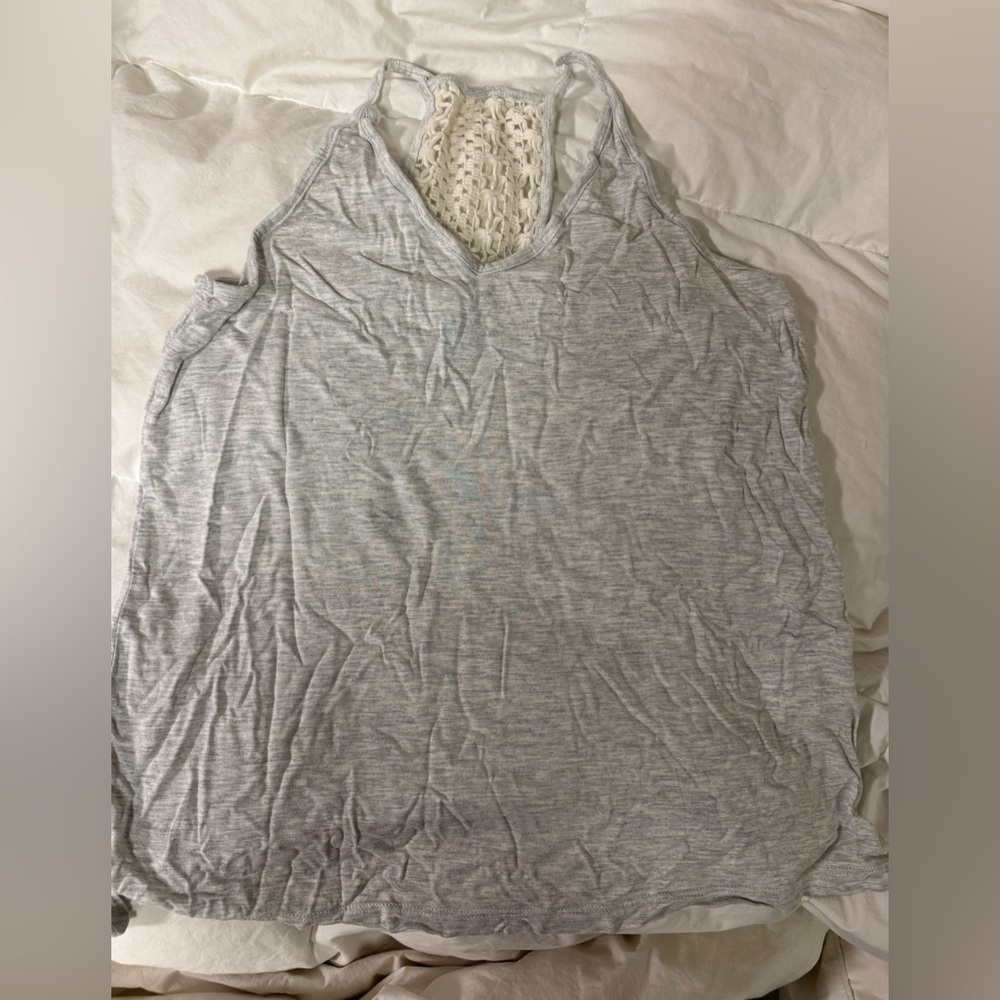 Old Navy Light Gray Tank Top with Lace Back size small